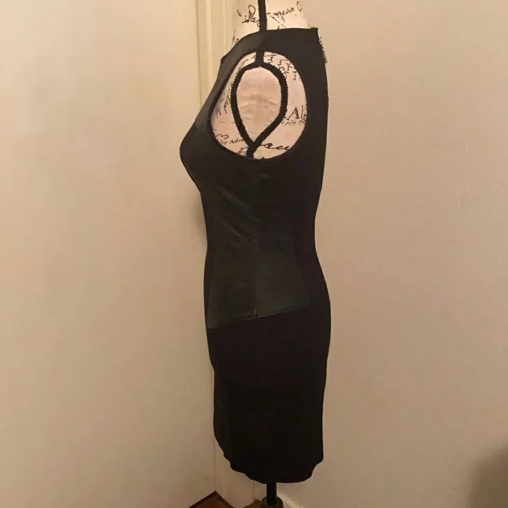 Bebe Black Leather Panel Dress - Picture 2 of 13